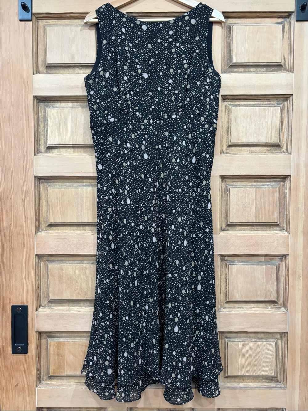 Vintage Talbots Black and Cream Sleeveless Polka Dot Dress